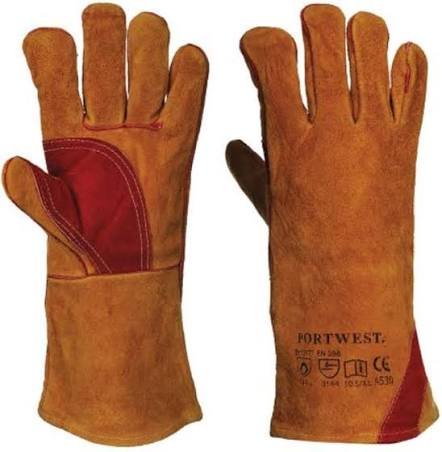 images (14) Heat Resistant Leather Welding Gloves – 16-Inch Split Cowhide MIG/Stick Welder Gauntlets with Kevlar Stitching - Image 1